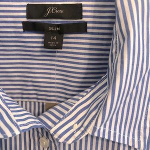J. Crew slim fit blue and white stripe shirt, 14